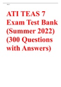 ATI TEAS 7 Exam Test Bank (Summer 2023) (300 Questions with Answers)