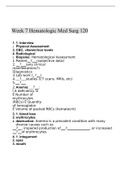 Summary MED SURG;Focus Questions Week 7 Hematology, complete solution.