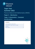 A Level Mathematics; Mechanics Paper 3 Topic Test: Kinematics - Constant Acceleration
