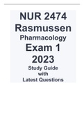 NUR 2474 Rasmussen Pharmacology Exam 1 2023 Study Guide with Latest Questions