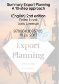 Summary Export Planning (English) All Chapters - 2nd edition - Joris Leeman - 9789043035705