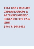 NURS 500 TEST BANK READING UNDERSTANDING & APPLYING NURSING RESEARCH 6TH FAIN ISBN: 9781719641821
