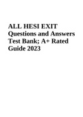 ALL HESI EXIT Questions and Answers Test Bank; A+ Rated Guide 2023 | HESI EXIT EXAM 2022/2023 | HESI EXIT TEST BANK (OVER 100 QUESTIONS AND ANSWERS) SPRING 2022/2023 | HESI EXIT RN Latest | RN HESI Exit V5 160 Questions and Answers | PN HESI Exit Exam 202
