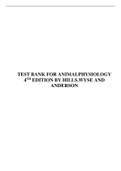 TEST BANK FOR ANIMAL PHYSIOLOGY 4TH EDITION BY HILLS,WYSE AND ANDERSON