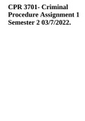 CPR 3701- Criminal Procedure Assignment 1 Semester 2 03/7/2022.