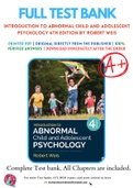 Test Bank for Introduction to Abnormal Child and Adolescent Psychology 4th Edition by Robert Weis Chapter 1-16 Complete Guide