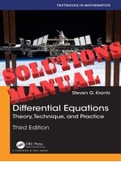SOLUTIONS MANUAL for Differential Equations Theory, Technique, and Practice 3rd Edition By Steven G. Krantz ISBN 9781032102702. All Chapters 1-13.