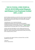 NR 511 WEEK 4 MID TERM & FINAL QUIZ Differential Diagnosis and Primary Care Practicum Verified 100% A 2023