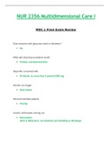Final Exam Review - NUR2356 / NUR 2356 (Latest 2023 / 2024) : Multidimensional Care I / MDC 1 - Rasmussen