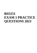 BIO251 EXAM 1 PRACTICE QUESTIONS 2023