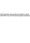 Ati Proctored exam maternal newborn Latest 2023 With Full and Revised Complete Solutions.