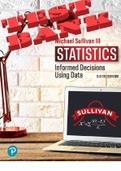 Statistics: Informed Decisions Using Data 6th Edition by Michael Sullivan III. ISBN 9780135820483, 0135820480. Chapters 1-5. 503 Pages. TEST BANK