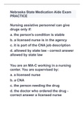 Nebraska State Medication Aide Exam PRACTICE with 100% correct answers