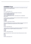 CHEM005 Final 2023 with verified questions and answers