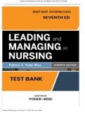Test Bank for Leading and Managing in Nursing, 7th edition Yoder- Wise