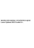 MATH 225N WEEK 2 STATISTICS QUIZ Latest Updated 2023 Graded A+.