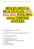 HESI RN MENTAL HEALTH EXAM (NEW FILE 2023) WITH 100% correct VERIFIED ANSWERS