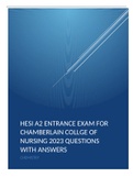 HESI A2 ENTRANCE EXAM FOR CHAMBERLAIN COLLGE OF NURSING 2023 QUESTIONS WITH ANSWERS CHEMISTRY