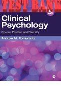 TEST BANK for Clinical Psychology: Science, Practice, and Diversity 5th Edition by Andrew  Pomerantz. (Chapters 1-19 Complete Download). 
