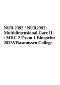 NUR 2392 / NUR2392: Multidimensional Care II / MDC 2 Exam 1 Blueprint 2023 Rasmussen College
