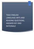 TSIA2 ENGLISH LANGUAGE ARTS AND READING QUESTIONS, ANSWER KEY AND RATIONALE