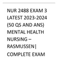NUR 2488 Exam 3 Latest 2023-2024 Mental Health Nursing Rasmussen Complete Exam