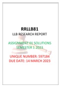 RRLLB81 Assignment 01 Solutions Semester 1 2023