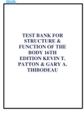 Test Bank for Structure &Function of the Body 16thEdition Kevin T. Patton &Gary A. Thibodeau.