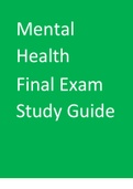 Mental Health Final Exam Study Guide
