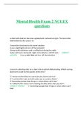 Mental Health Exam 2 NCLEX questions