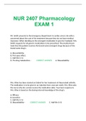 NUR2407 Pharmacology EXAM 1, EXAM 2 , FINAL EXAM 2023