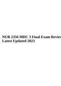 NUR 2356: REVIEWED_MULTIDI MENSIONAL CARE I EXAM STUDY GUIDE (Latest 2020 / 2021),NUR 2356 Multidimensional Care I Exam 1 MDC 1 Exam 1,NUR 2356 Multidimensional Care I Exam 1 MDC 1 Exam 1 Latest 2022,NUR 2356 MDC 1 Final Exam Review Latest Updated 2023 & 