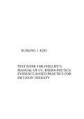 NURSING 1 ADD TEST BANK FOR PHILLIPS’S MANUAL OF I.V. THERA-PEUTICS: EVIDENCE-BASED PRACTICE FOR INFUSION THERAPY