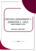 CMY2601 ASSIGNMENT 1 SEMESTER 1 – 2023 (719332)