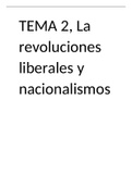 Tema 2, La revoluciones liberales y nacionalismos, Historia de España. Selectividad.