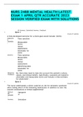NURS 2488 MENTAL HEALTH LATEST EXAM 1 APRIL QTR ACCURATE 2023 SESSION VERIFIED EXAM WITH SOLUTIONS