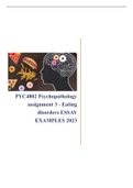 PYC4802 Psychopathology assignment 3 - eating disorders - ESSAY EXAMPLES 2022 -2023