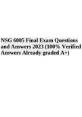 NSG 6005 Final Exam Questions and Answers 2023 (100% Verified Answers Already graded A+)