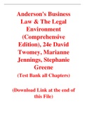 Anderson's Business Law & The Legal Environment (Comprehensive Edition), 24e David Twomey, Marianne Jennings, Stephanie Greene (Test bank)