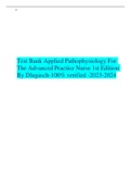 Test Bank Applied Pathophysiology For  The Advanced Practice Nurse 1st Edition  By Dlugasch-100% verified -2023-2024