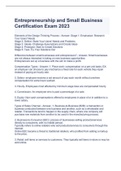 Entrepreneurship and Small Business Certification Exam 2023