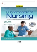 Test Bank - Fundamentals of Nursing-The Art and Science of Person-Centered Care 10Ed.by Carol R. Taylor, Pamela B Lynn & Jennifer L Bartlett ALL Chapters 1-47 included 490 pages with Questions & Answers-COMPLETE, Elaborated  and Latest Testbank. Updated  