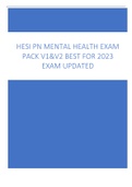 HESI PN MENTAL HEALTH EXAM  PACK V1&V2 BEST FOR 2023  EXAM UPDATED