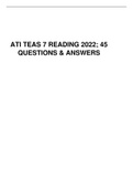 ATI TEAS 7 READING 2023 45 QUESTIONS & ANSWERS
