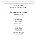 Beginning Algebra, 9e John Tobey, Jeffrey Slater, Jenny Crawford, Jamie Blair (Solution Manual)