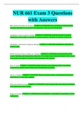 NUR 661 Exam 3 Questions with Answers