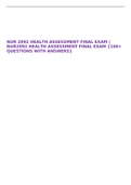 NUR 2092 HEALTH ASSESSMENT FINAL EXAM | NUR2092 HEALTH ASSESSMENT FINAL EXAM {100+ QUESTIONS WITH ANSWERS}