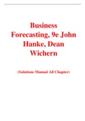 Business Forecasting, 9e John Hanke, Dean Wichern (Solution Manual)