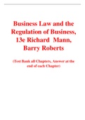 Business Law and the Regulation of Business, 13e Richard  Mann, Barry Roberts (Test Bank)