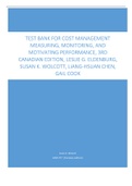 Test Bank for Cost Management Measuring, Monitoring, and Motivating Performance, 3rd Canadian Edition, Leslie G. Eldenburg, Susan K. Wolcott, Liang-Hsuan Chen, Gail Cook